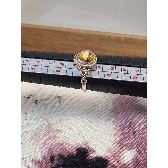 Honey Dahlia Torquoise Ring sz 7 Sterling Silver Gemstone Boho Statement Jewelry - Picture 6 of 6